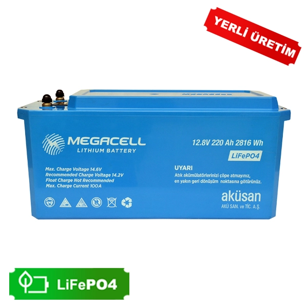 Megacell Lityum Demir Fosfat Akü 12.8 V 220 Ah LiFePO4