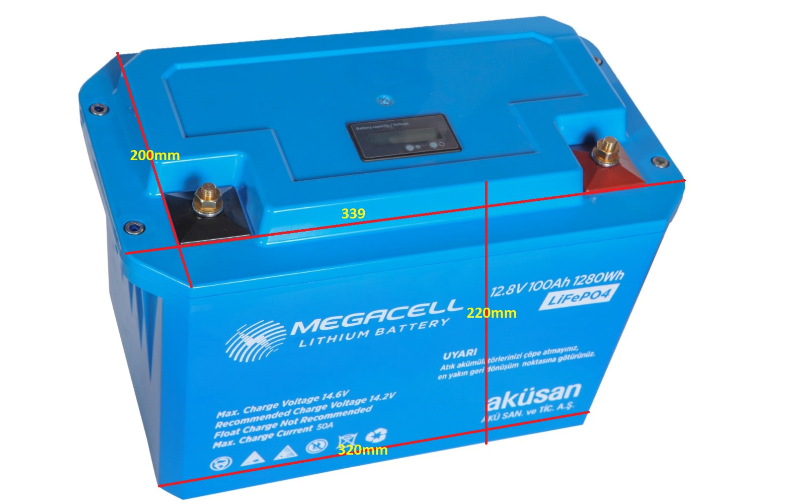 Megacell Lityum Demir Fosfat Akü 12.8 V 100 Ah LiFePO4