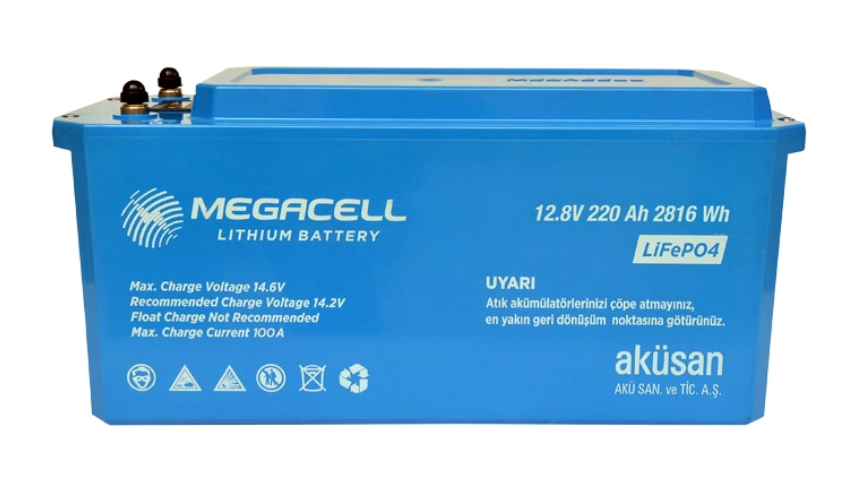 Megacell Lityum Demir Fosfat Akü 12.8 V 220 Ah LiFePO4