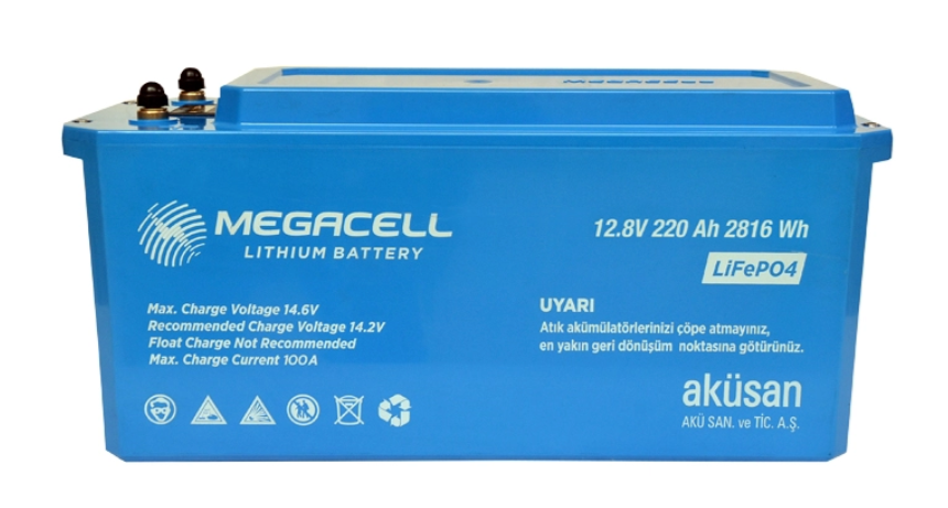 Megacell Lityum Demir Fosfat Akü 12.8 V 220 Ah LiFePO4