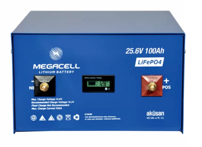 Megacell Lityum Demir Fosfat Akü 25.6 V 100 Ah LiFePO4