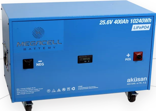 Megacell Lityum Demir Fosfat Akü 25.6 V 400 Ah LiFePO4