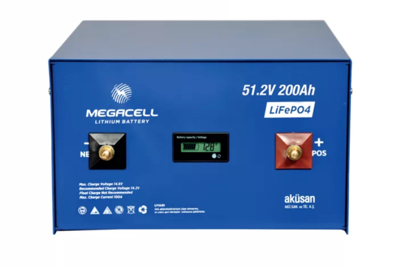 Megacell Lityum Demir Fosfat Akü 51.2 V 200 Ah LiFePO4 Smart