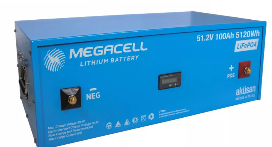 Megacell Lityum Demir Fosfat Akü 51.2 V 100 Ah LiFePO4 Smart