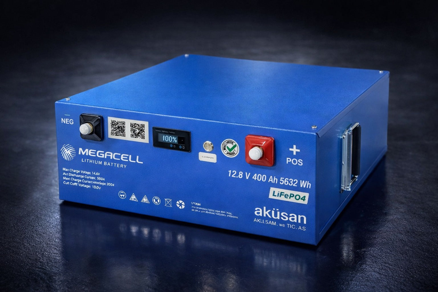 Megacell 12,8 V 400 Ah LiFePO₄ Rack Tipi Akü | Sunucu Kabini Uyumlu Lityum Enerji Depolama