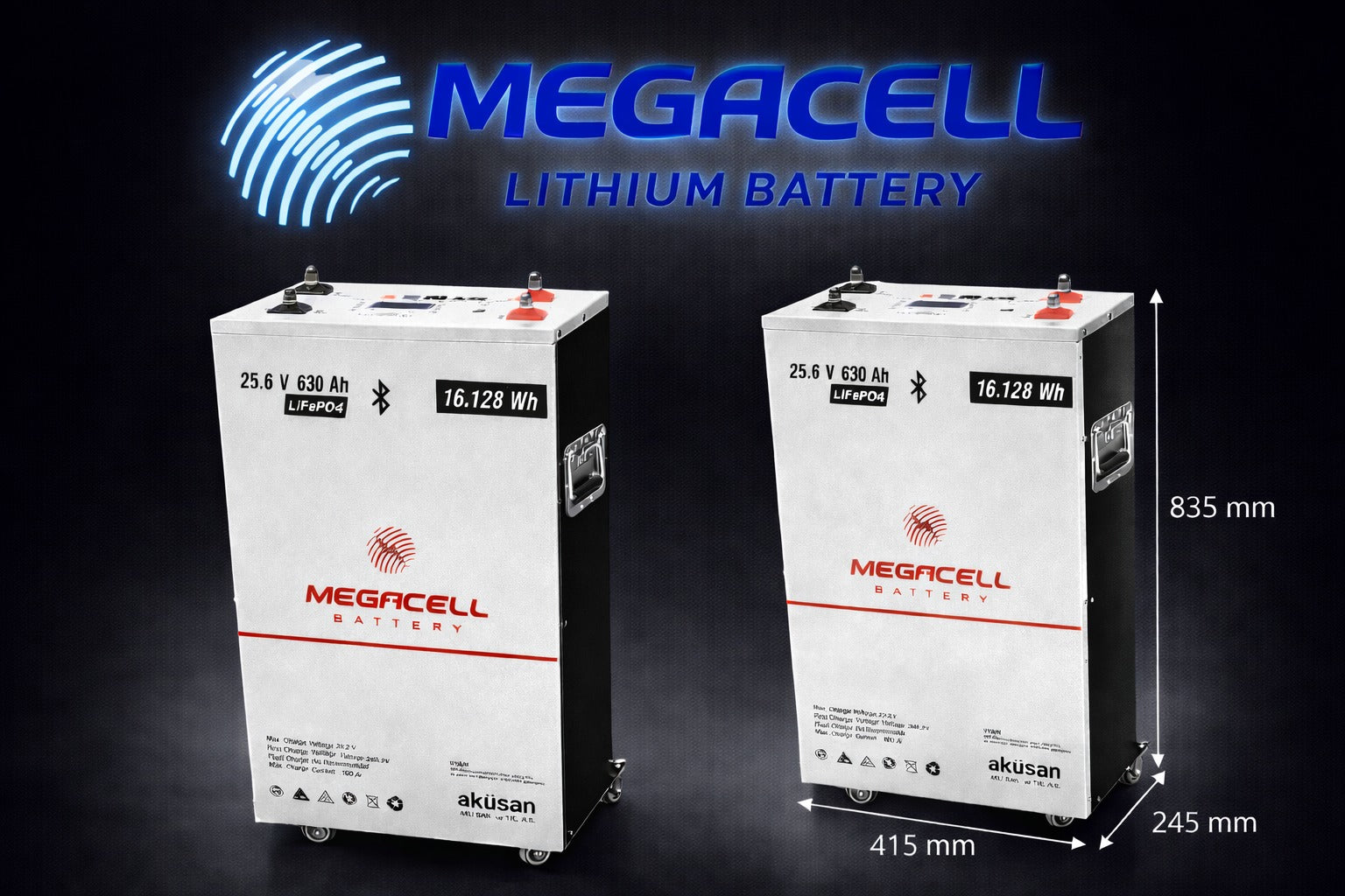 Megacell 25,6V 630 Ah LiFePO₄ Lityum Demir Fosfat Batarya