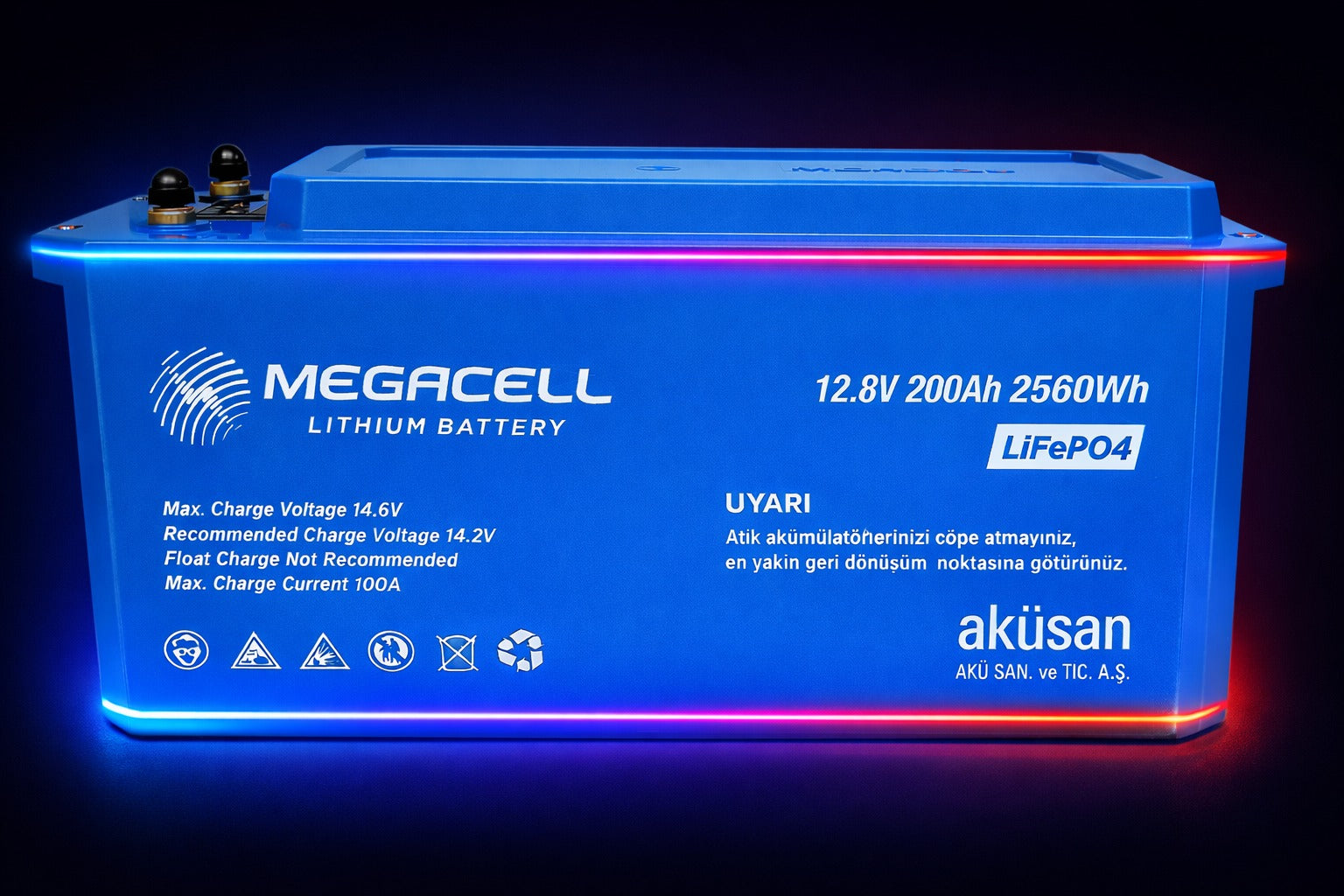 Megacell Lityum Demir Fosfat Akü 12.8 V 200 Ah LiFePO4