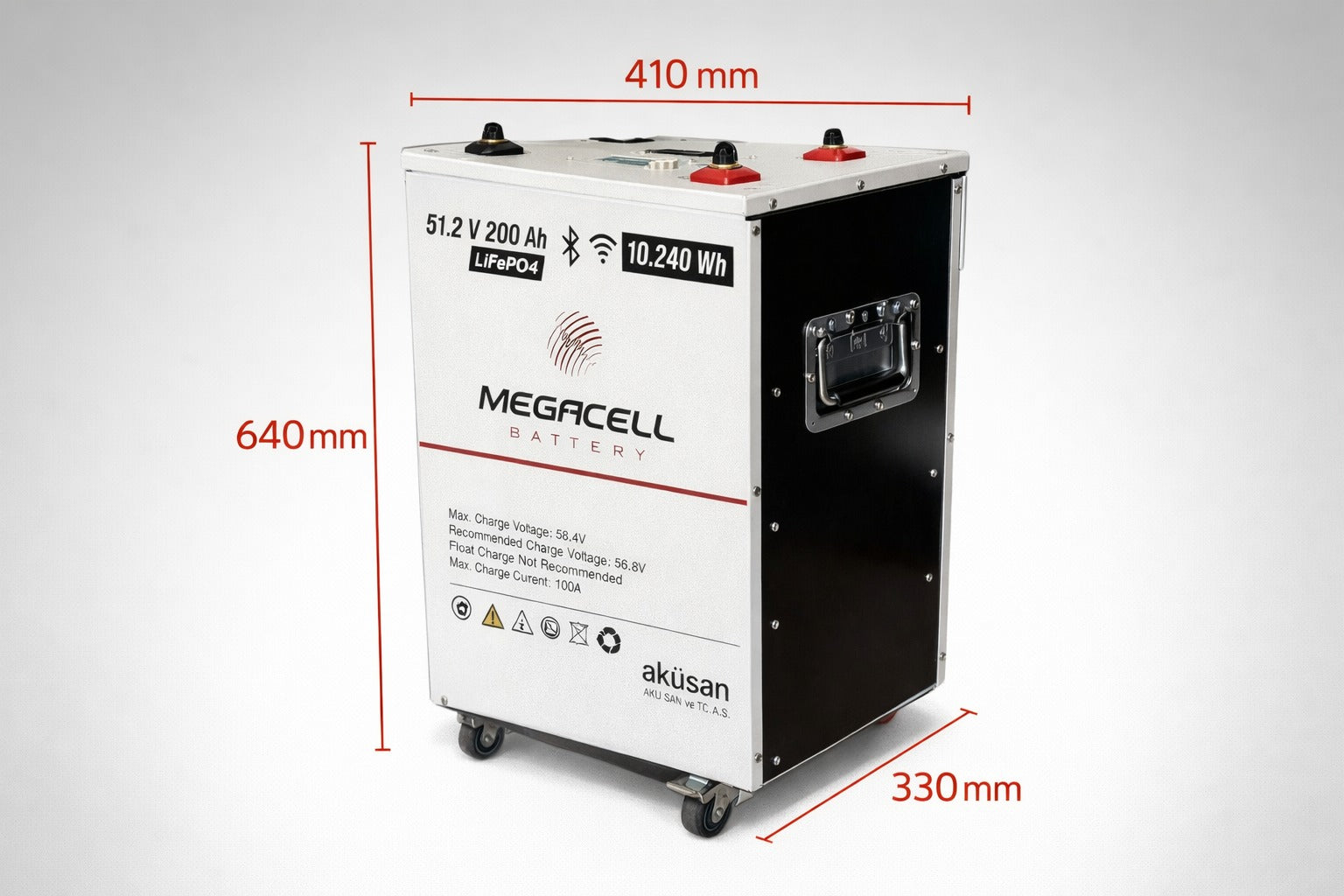 Megacell 51,2V 205Ah LiFePO₄ Lityum Demir Fosfat Batarya